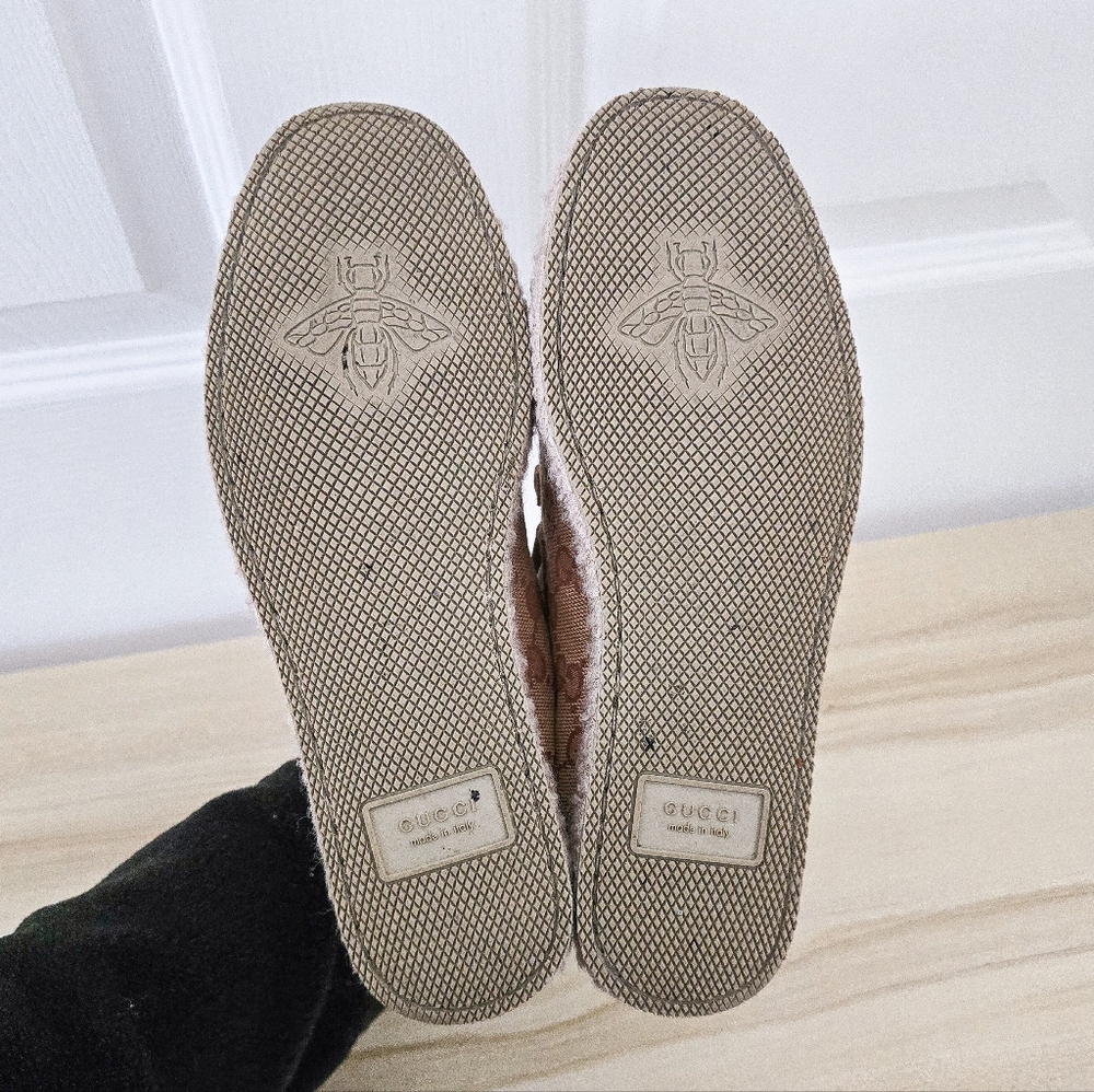Gucci GG Fria Monogram Canvas Horsebit Espadrille Loafer Size 37 - Picture 6 of 12